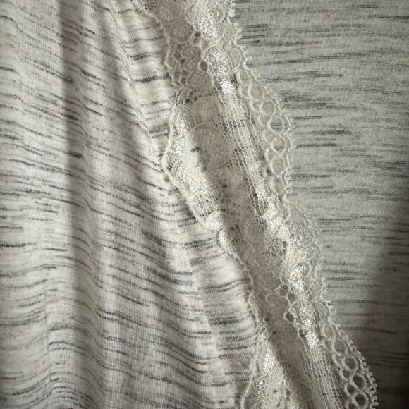 SOMA | Soft Heather Gray Bell Sleeve Lace Trim Robe | Size Small Medium - Picture 5 of 5